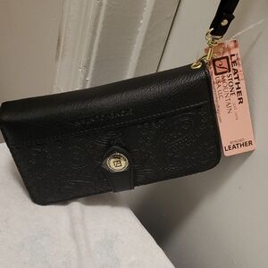 Stone Mountain Accessories Black Embossed Leather Clutch